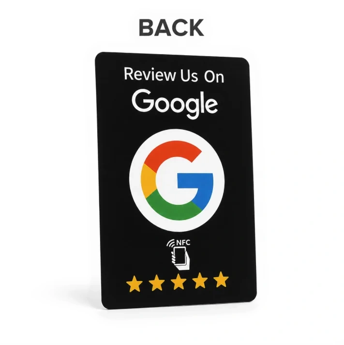 Klink NFC review card, back design